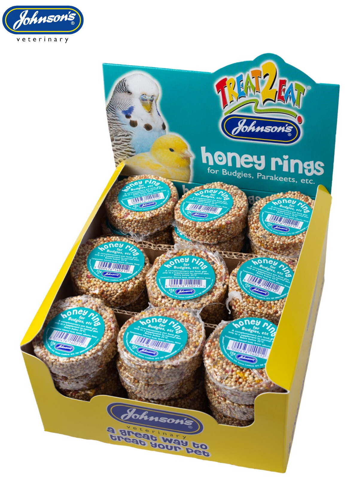 JOHNSONS BUDGIE PARAKEET HONEY SEED RINGS TASTY BIRD TREATS MILLETS CASE OF 45