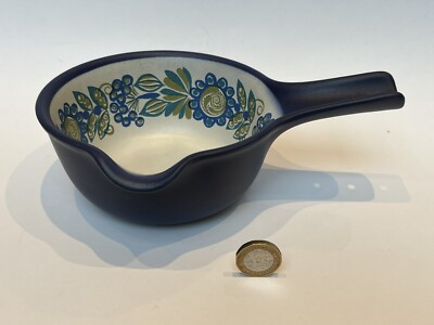 Mittelgroßer 1970er norwegischer Figgio Feuerstein Vulcanus Flamme Ware blau Kochtopf Scandi sehr guter Zustand