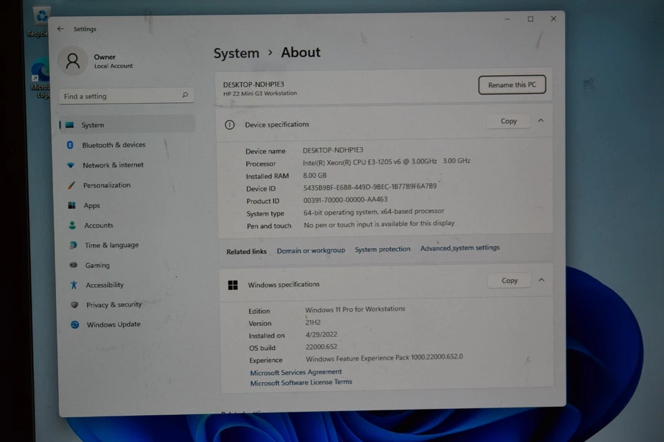 HP Z2 Mini G3 Workstation Xeon E3-1205v6 256GB SSD NVidia Quadro M620 Windows 11 - Image 2 of 4