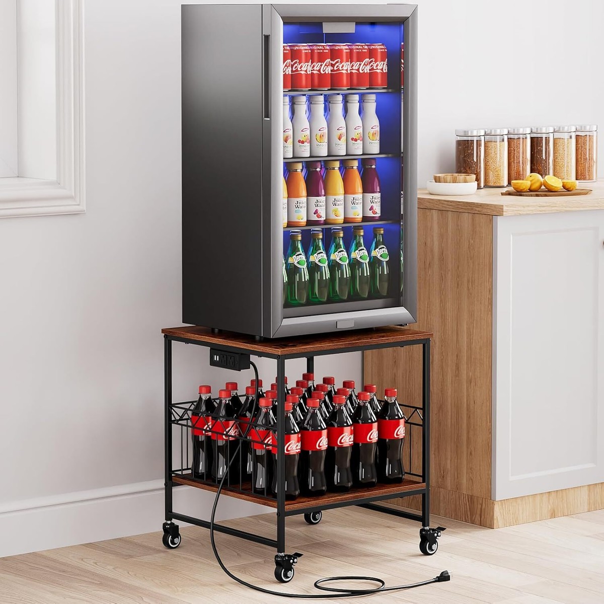 Heavy Duty Fridge Stand 220 Lbs Mini Fridge Stand With Wheels & Storage ...