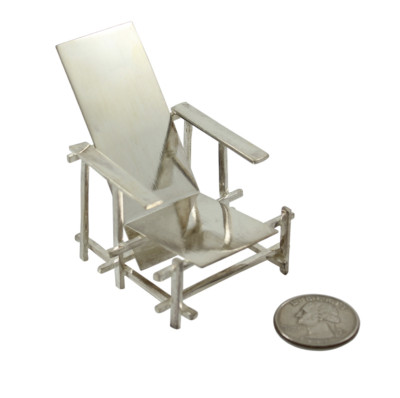 Vintage ACME Studio GERRIT RIETVELD Mini Sterling Silver  Red Blue'' Chair