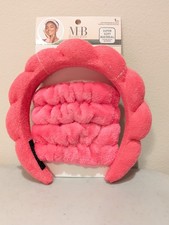 Must Have Beauty Premium Spa Headband Wristband Set fuchsia
