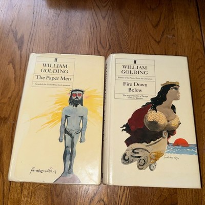 William Golding -  The Paper Men & Fire Down Below First Editions Ex -Library