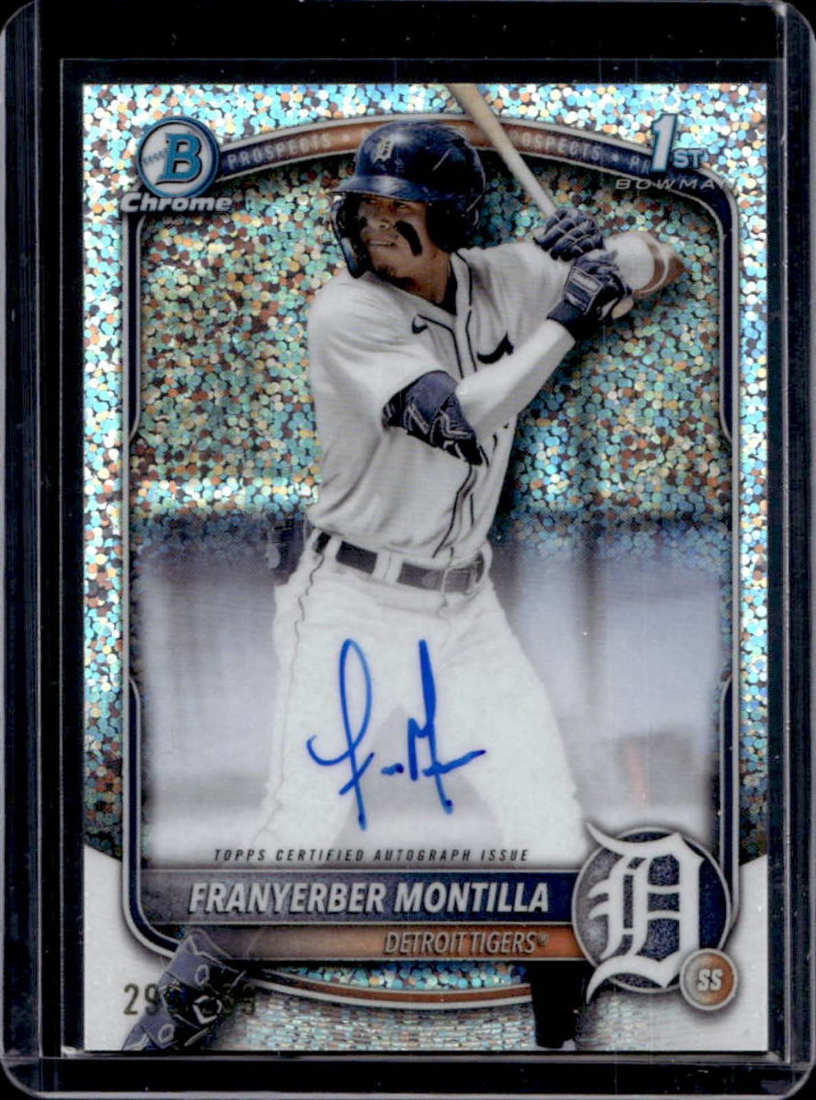 2025 Bowman Franyerber Montilla Chrome Auto Speckle Refractor 1st #/299 Tigers