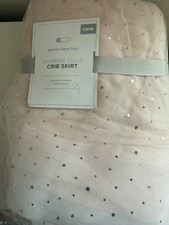 Pottery Barn Kids Shimmer Tulle Crib Skirt Nursery Blush Pink NWT 