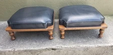 1960s Mid-Century Modern Ethan Allen Stackable Black Stools- Set of 2