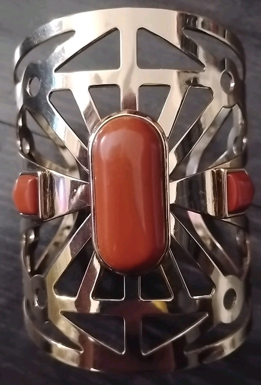 White House Black Market 3.5 Inch Gold Tone Cuff Bracelet/Semi Precious