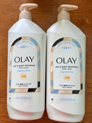 Lot of 2 Olay Day & Night Restoring Body Lotion 24hr Rich moisture, Large 18oz.
