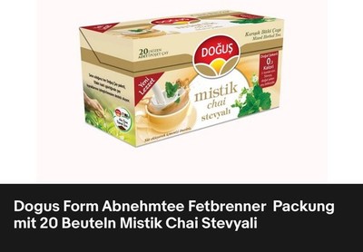 Dogus Form Abnehmtee Fetbrenner  Packung mit 20 Beuteln Mistik Chai/TEE.Stevyali
