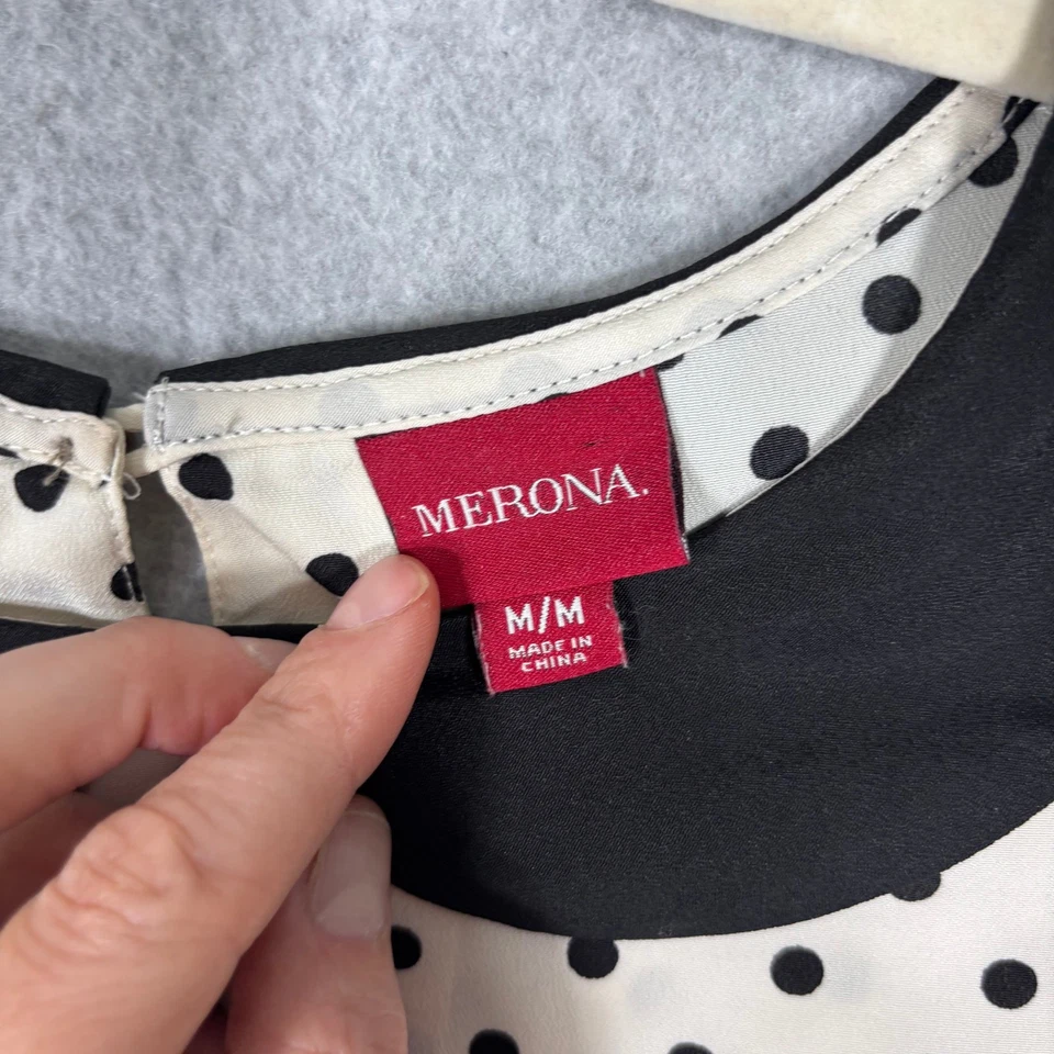 Blusa Merona Mediana Crema Lunares Twee Real Femenina Extravagante Carrera De Colección Años 50 Foto 4 de 4