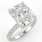 4.13 Ct Cushion Cut VS1/H Solitaire Pave Diamond Engagement Ring 14K White Gold
