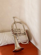FlugelHorn silver Bb Flat 4 Valve With-Hard Case Mouthpiece NICE SOUND FLUGEL HO