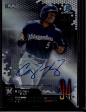 2019 Bowman #BTP-94 Corey Ray Bowman Scouts' Top 100 Autographs #/50