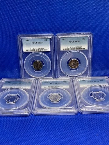Roosevelt Dimes Basic Set, Proof 1950-1954 PCGS