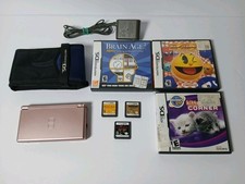 Nintendo DS Lite USG-001 Handheld System Pink w/ Charger, Case, x6 Games READ