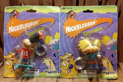 1999 Basic Fun Keychain Hey Arnold & Gerald Figure Factory Sealed NOS