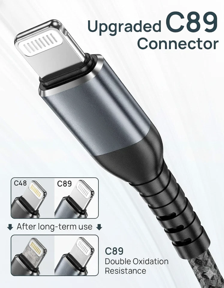 For iPhone USB Fast Charger Cable Braided 1M 2M 3M Lead 14 13 12 11 8 XR Pro Max - Image 2 of 4