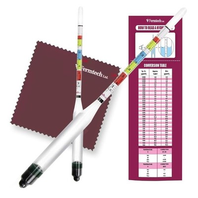 Fermtech Glass Triple Scale Hydrometer Kit   Test ABV, Brix, Gravity for Wine, B