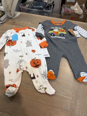 Carter's & Baby Essentials3M Halloween Pumpkin Footed Sleeper Pajama (Lot of 2)