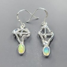 Modna biżuteria prezent Naturalny opal Kolczyki 925 Srebro szterlingowe /E131517