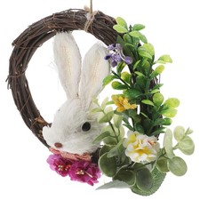 Artificial Blossom Easter Wreath with Handwoven Bunny and Springtime Home Decor