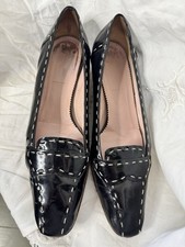 Prada Black patent Leather Kitten Heel Sz 39.5 Vintage