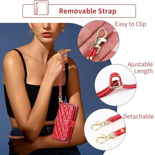 ELISORLI Portemonnee-hoesje Voor Motorola Moto G13/G23 – Met Afneembare Polsband & Crossbody Schouderriem, 9 Kaartsleuven En Standaardfunctie 4 miniatura