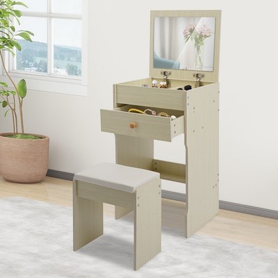 mini dressing table with mirror Nordic folding white mini makeup table with stool and mirrorHomary