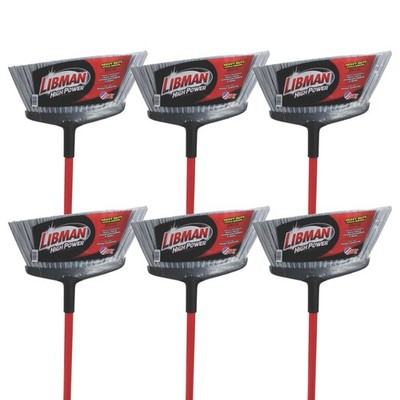 Libman Commercial 1102 Rough Surface Angle Broom, Steel Handle, 15'' Wide, Red...