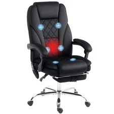 Vinsetto Massage Office Chair, Heated Reclining Desk Chair with Footrest