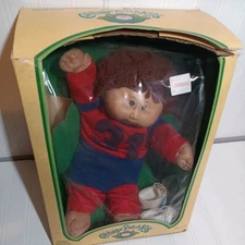 Vintage 1985 Cabbage Patch Kids Brown Eyes Brown Haired Doll Jogger Outfit