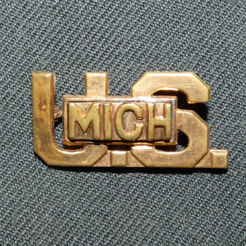 Vintage 1920s Michigan Army National Guard Officer's Collar Badge (pinback)
