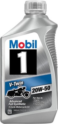 6 Pack Mobil 1 96936 20W-50 V-Twin Synthetic Motocycle Motor Oil 1 Quart