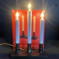 Vintage Rustic Metal 3 Light Candoliers Electric Candelabra Christmas Window C7