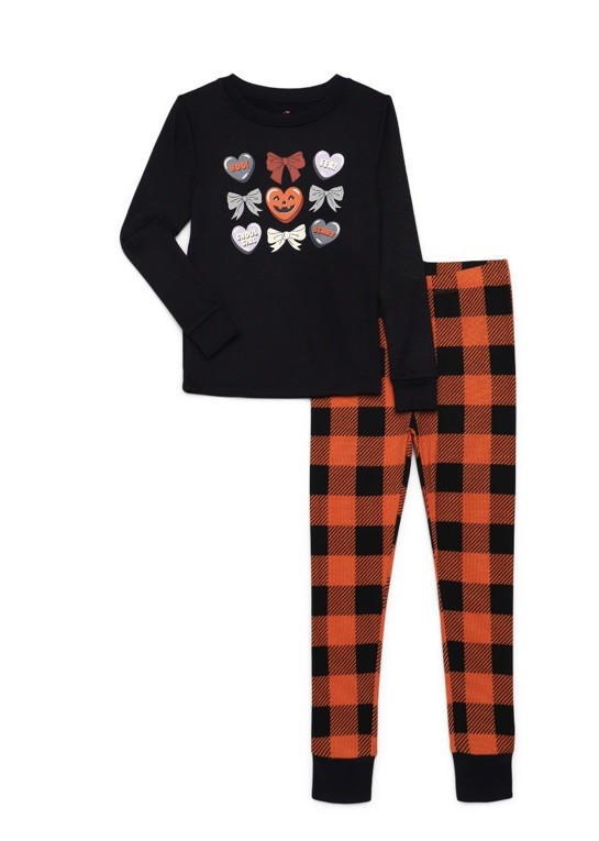 Way To Celebrate Girls Orange And Black 2 PC Pajama Set Size 4 NWT