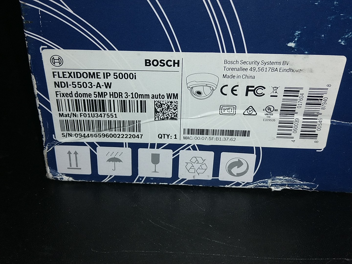 Bosch Flexidome IP 5000i Fixed Dome 5MP HDR 3-10MM Auto WM Camera NDI-5503-A-W