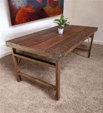 Wood Folding Table, (72x36) Vintage Dining Room, Kitchen Island, Portable, A147