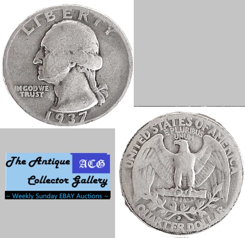 1937 D US Denver Mint Silver Washington Quarter🪙Pre World War 2 Era🪙