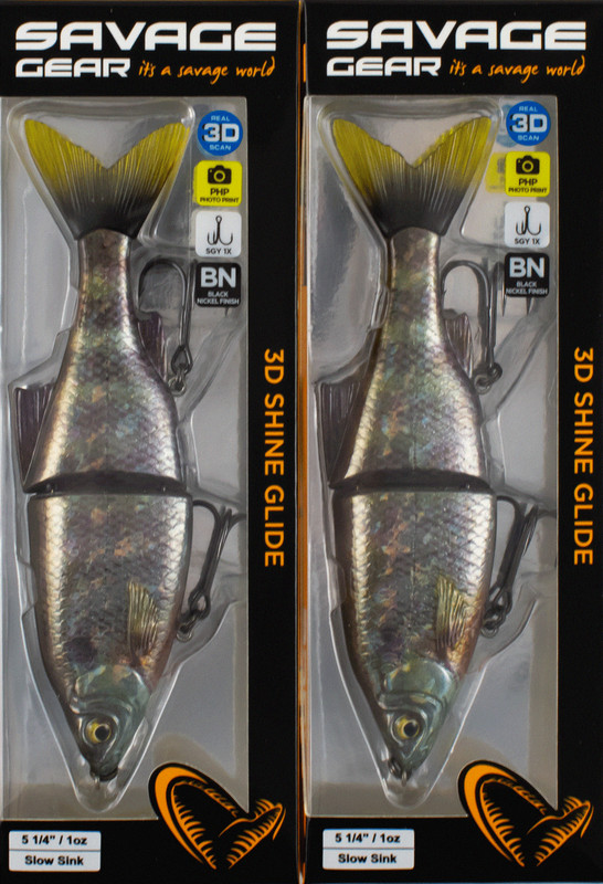 (LOT OF 2) SAVAGE GEAR 5.25" 3D SHINE GLIDE 1586429 GHOST GILL CO6301