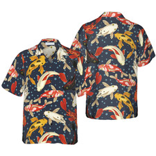 Koi Fish Pattern Trendy Hawaiian Shirt, Trendy Hawaiian Shirt For Men And Women