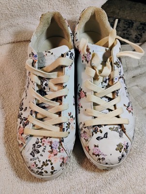 RAG & BONE NEW YORK LEATHER WHITE FLORAL LACE UP SNEAKERS SIZE 38