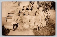 Vintage Real Photo Postcard of Children on Porch Early 1900s RPPC
