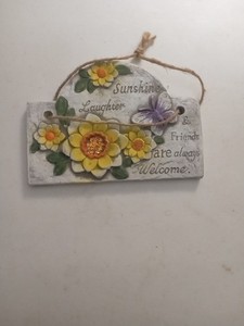 Butterfly And Flowers Stone Ceramic With Decorations Hanging Ornament Indoor