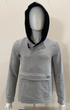 Armani Exchange Hoodie Men Gray Sweatshirt Front Zip Pocket M
