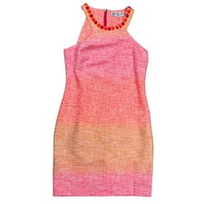 Trina Turk Aptos 2 Pink Orange Ombré Tweed Dress Sz 0 Cocktail Jeweled Halter