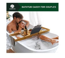 Bamb si Bamboo Bathtub Caddy Tray With Extending Sides - BEL-BATH-BAM
