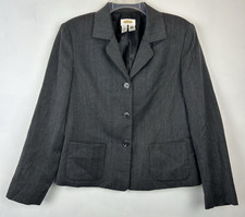 Vintage Talbots Blazer Woman 12 Petite Gray Wool Jacket Office Career Profession