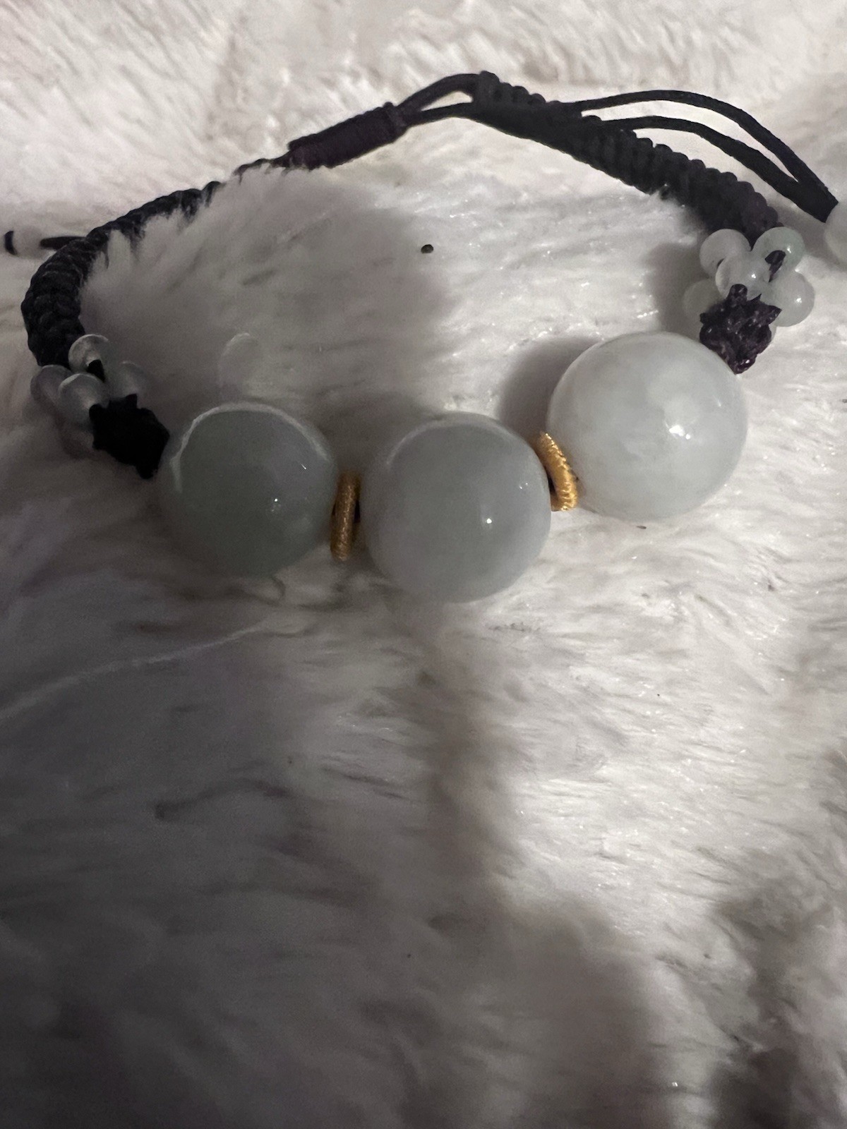 Adjustable braided string bracelet With three lar… - image 1