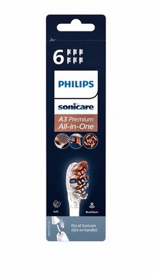 6 Original Philips Sonicare Bürstenköpfe All-in-One A3 in Weiß (HX9096/10) - NEU