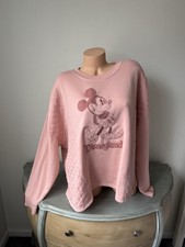 Disney Land Mickey Quilted Sweatshirt Crew 3X 3xL Pink Blush Lounge Oversized